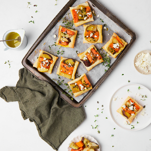 Winter roast veg upside-down pastry