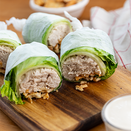 Chicken caesar lettuce wraps