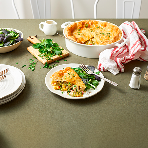 Creamy chicken and corn pie