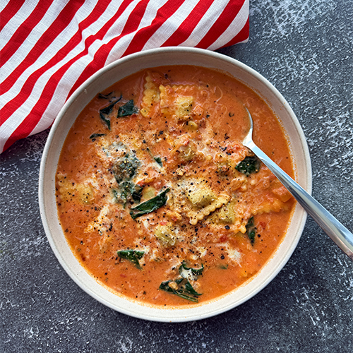 Creamy ravioli soup