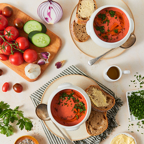 Gazpacho-inspired tomato soup