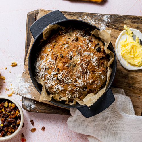 No-knead fruit loaf