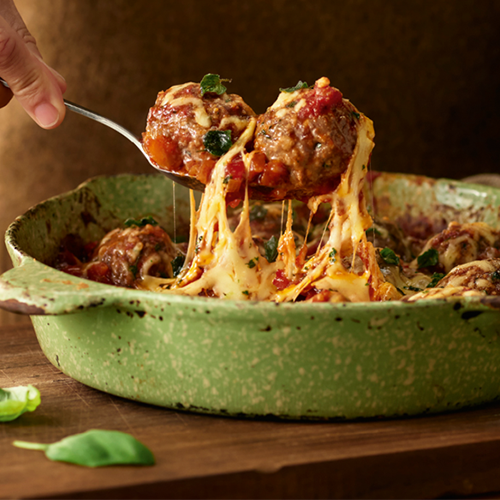 Oven baked meatballs with mozzarella