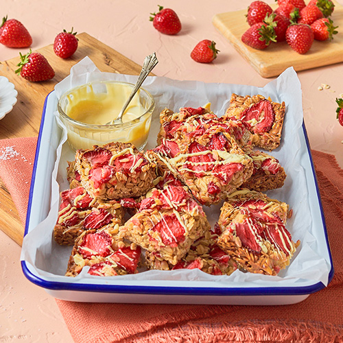 Strawberry and honey flapjacks