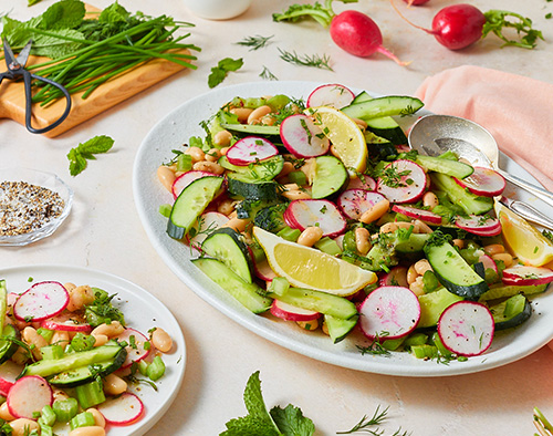 Cannellini, cucumber and radish salad