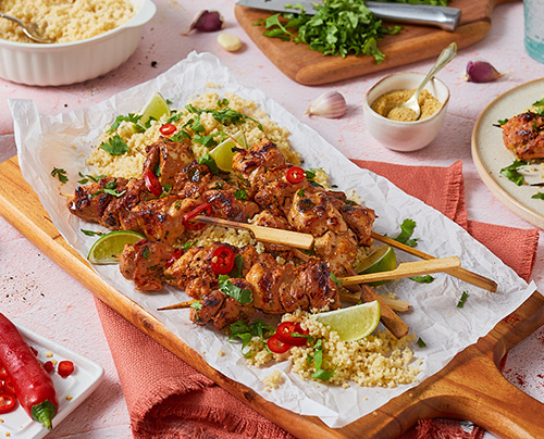 Chicken kabobs with chilli and lime
