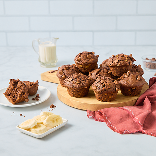 Double chocolate and banana muffins