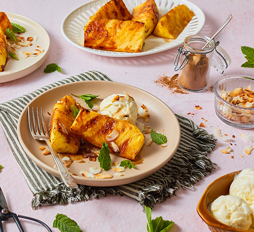 Honey and cinnamon grilled pineapple