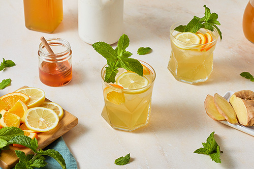 Honey, ginger and mint cordial