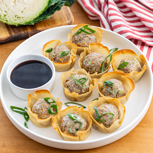 Pork and cabbage dumpling cups