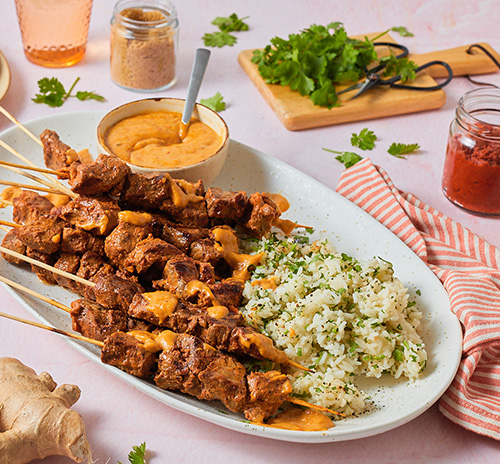 Satay beef skewers