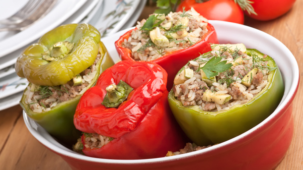 MoroccanStyleSpicedStuffedPeppersMoroccanOvenRoastedSesamePotatoes