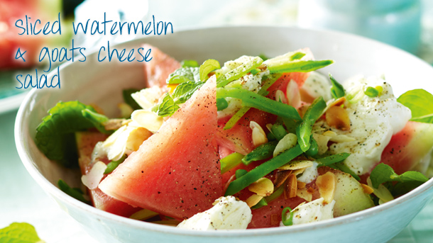 Slicedwatermelonandgoatscheesesalad