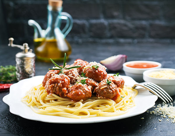 Special spaghetti and meatballs