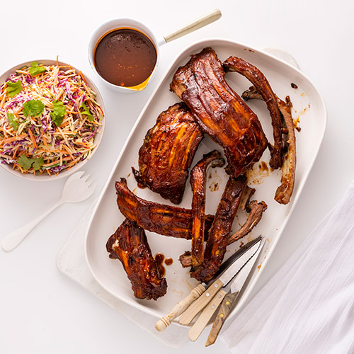 BBQ pork ribs and slaw