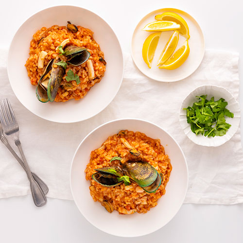 Seafood paella
