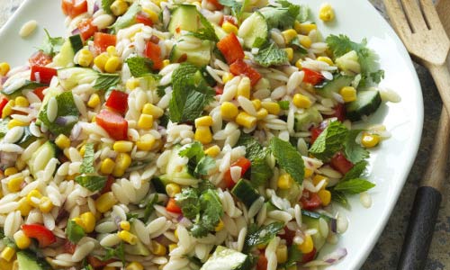 Mexican corn and orzo salad