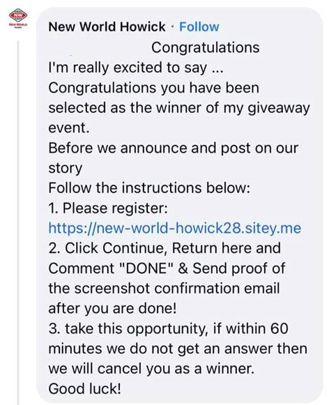 SMS scam alert