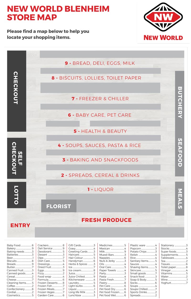 Blenheim store map