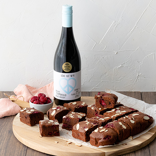 Red wine and raspberry brownies
