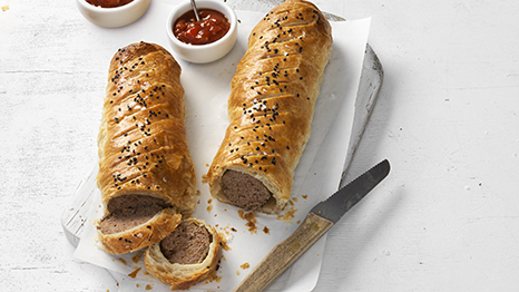 Giant sausage rolls with Moroccan spices