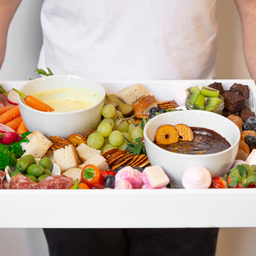 sweet and savory fondue platters