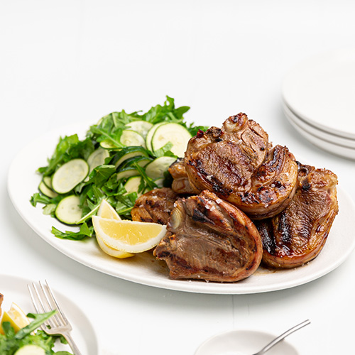 lamb chops and courgette salad