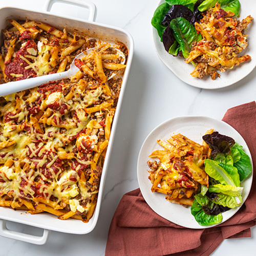 Baked penne pasta